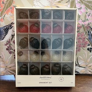 Hearth & Hand Glass Ornament Set - Red, Pink, Green, White, Brown